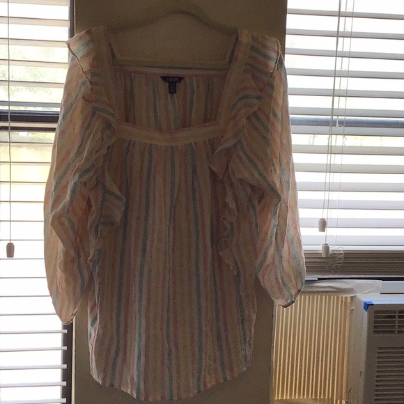 Chaps Tops - CHAPS semi sheer Summer XL blouse with cute striped pattern, worn once.